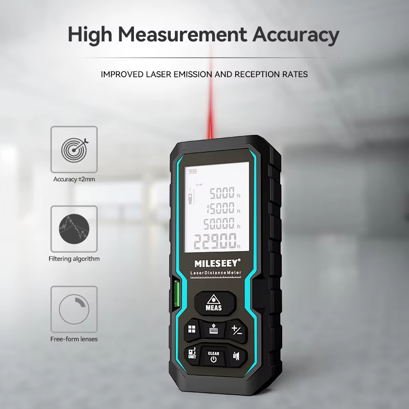 MILESEEY metre laser, telemetres laser, IP54 Mètre ruban laser 40M 60M 80M 100M , règle électronique