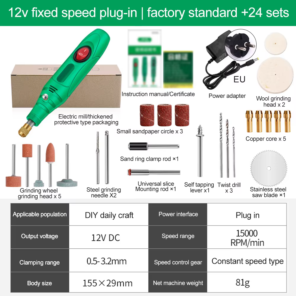 Machine à polir électrique 12V 18000 tr/min, graveur DIY, stylo de gravure, micro-outils rotatifs, p