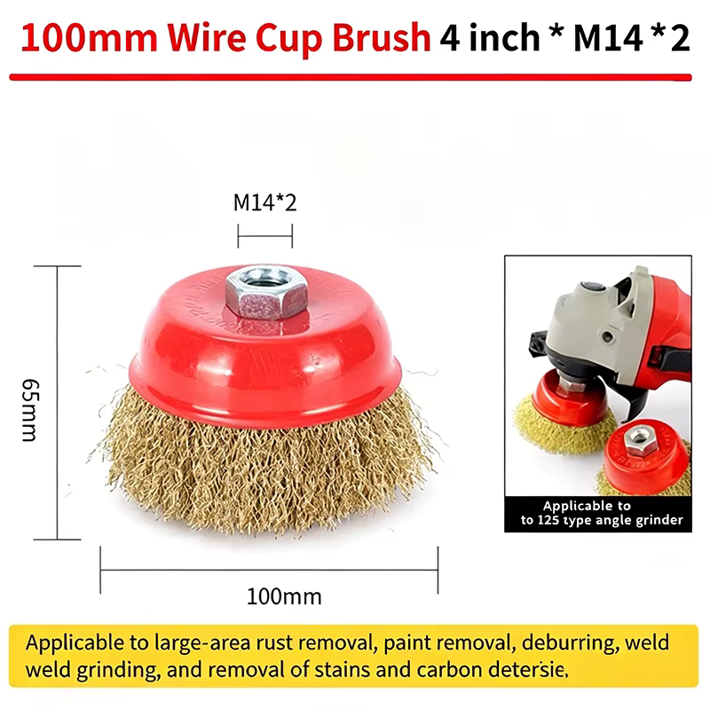 Brosse en fil d'acier de 4 pouces (125-150 mm) pour meuleuse d'angle, usage intensif, pour le décapa