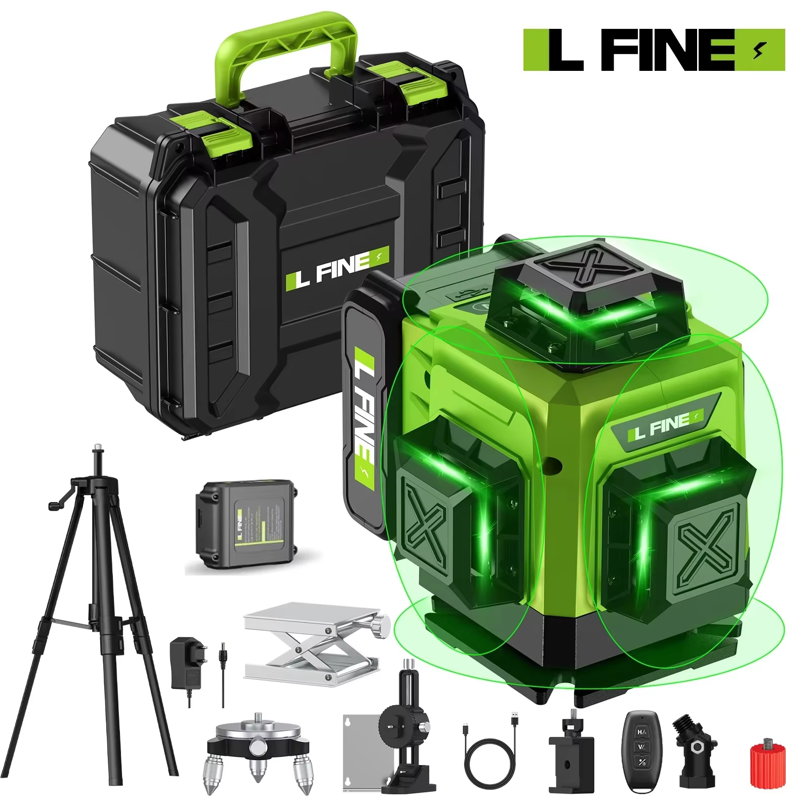 Lfine2/4D16 Lignes 360 ° Niveaux laser auto-nivelants trépied en option et outil de niveau laser pro