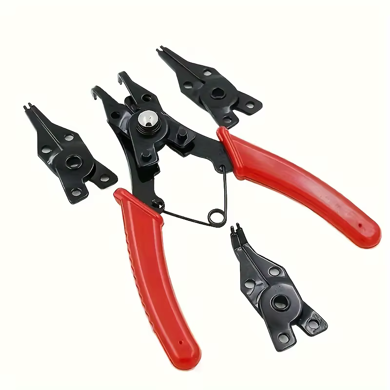 Pince multifonction 4-en-1 avec 4 têtes interchangeables, y compris des pinces à circlips et des pin