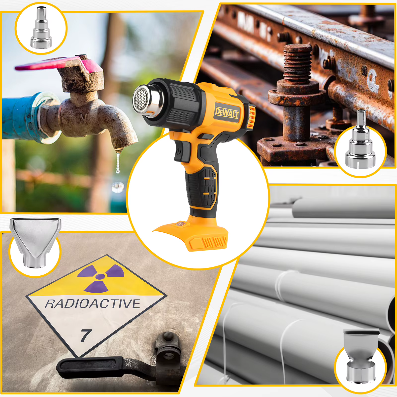 DEWALT DCE530 20V températures réglables pistolet à air chaud pistolet thermique sans fil 550 ° Outi