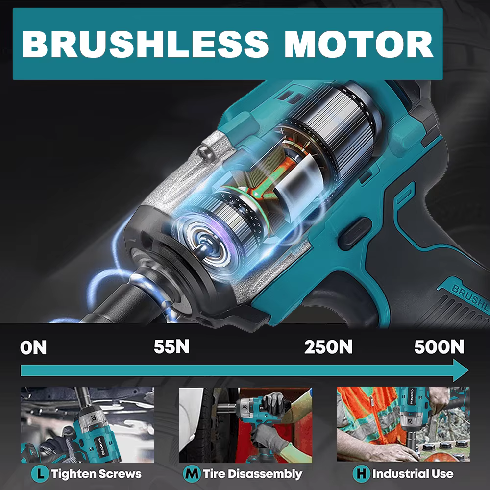 Makita – clé à chocs sans balais 500N.m, clé électrique Rechargeable sans fil de 1/2 pouces, outil é