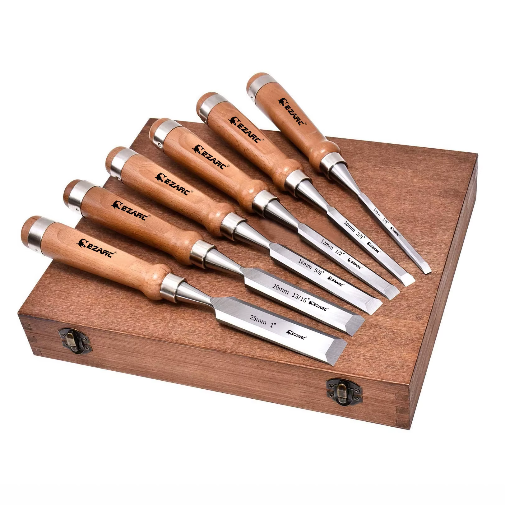 Ensemble d'outils de ciseau à bois, Kit de ciseaux de sculpture sur bois avec étui en bois de qualit
