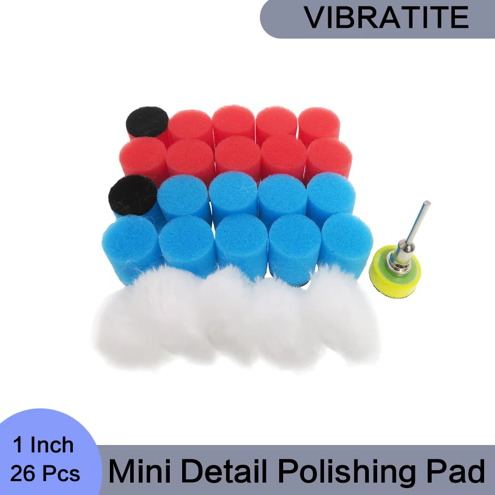 Mini perceuse à mousse de voiture de 1 pouce, tampon de polissage, 26 pièces, tampons de polissage e
