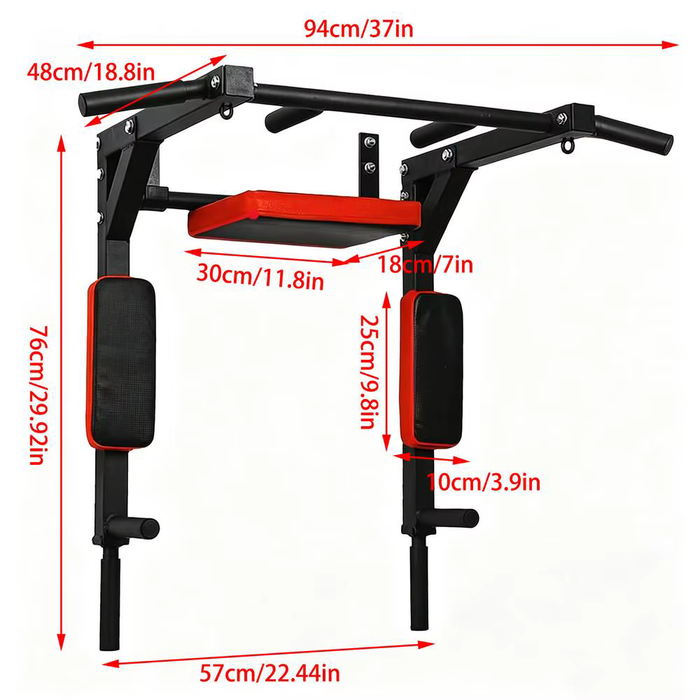 Barre de traction murale multifonctionnelle avec œillets, station de dips, capacité 200 kg, pour acc