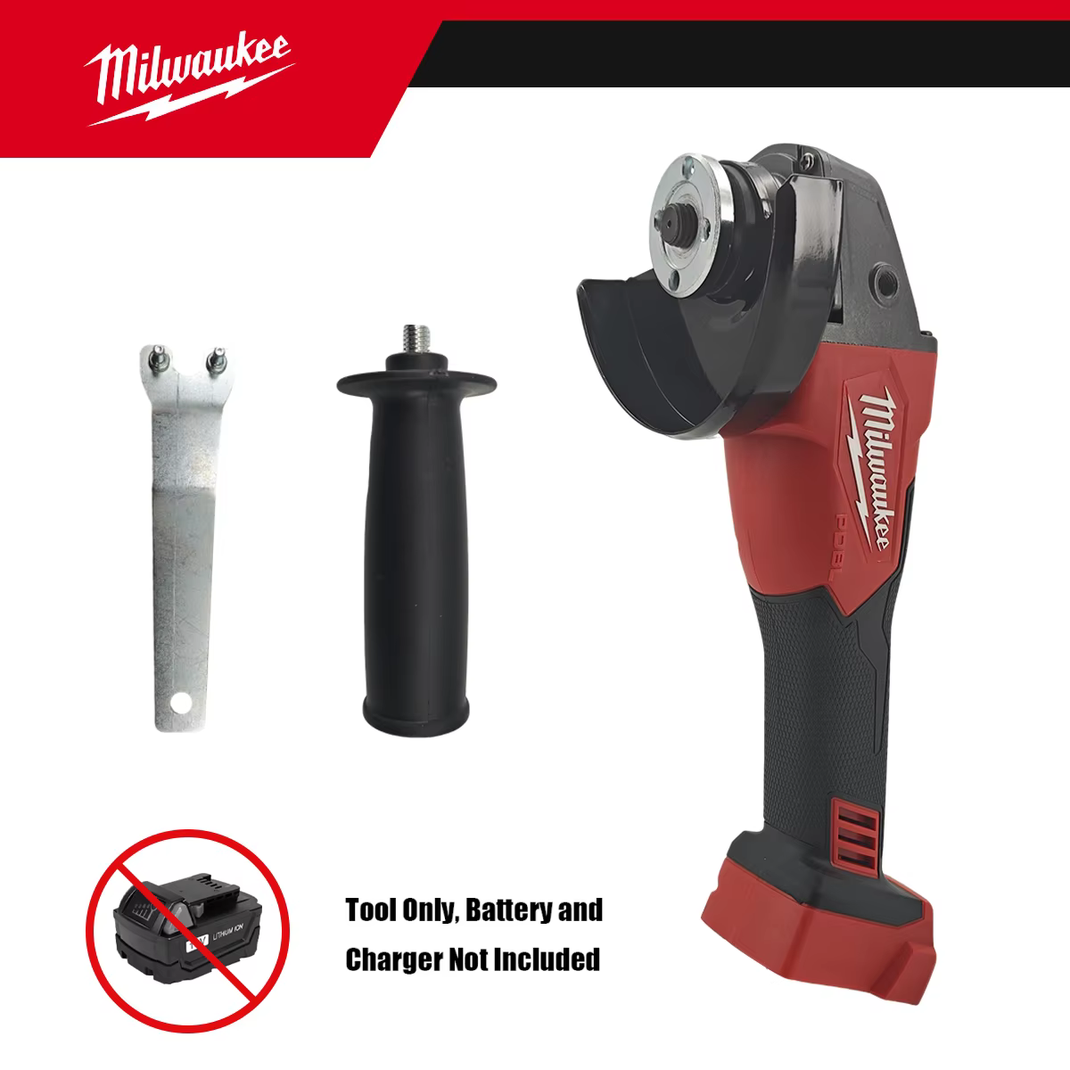 Meuleuse d'angle Milwaukee 125 mm sans balais, machine de polissage et de découpe, interrupteur à pa