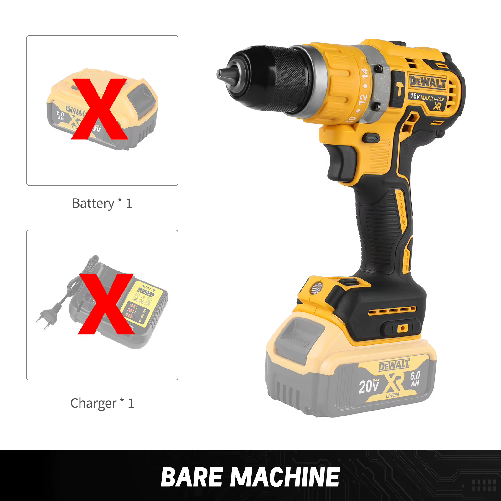 Perceuse à percussion DeWALT DCD795 : sans balais, transmission automatique, impact 0-34000 Bpm et c