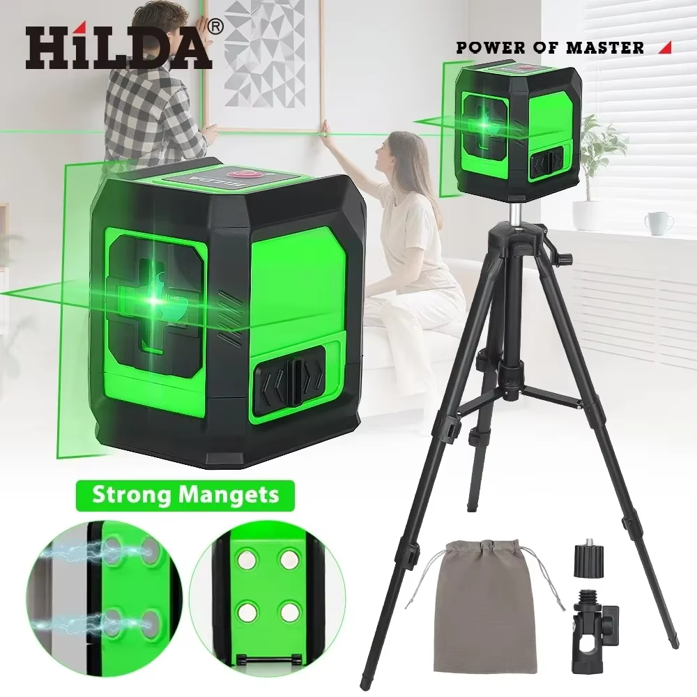 HILDA niveau Laser Instrument Laser vert à 2 lignes avec niveau mural magnétique Portable Support pr