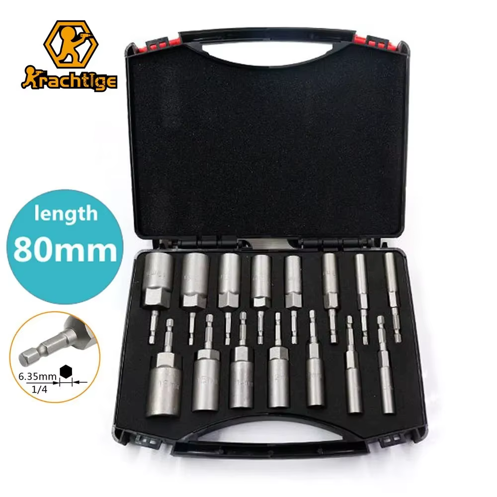 Krachtige 5.5mm-19mm douilles à douille hexagonale jeu de tournevis à écrou outils de poignée de tou