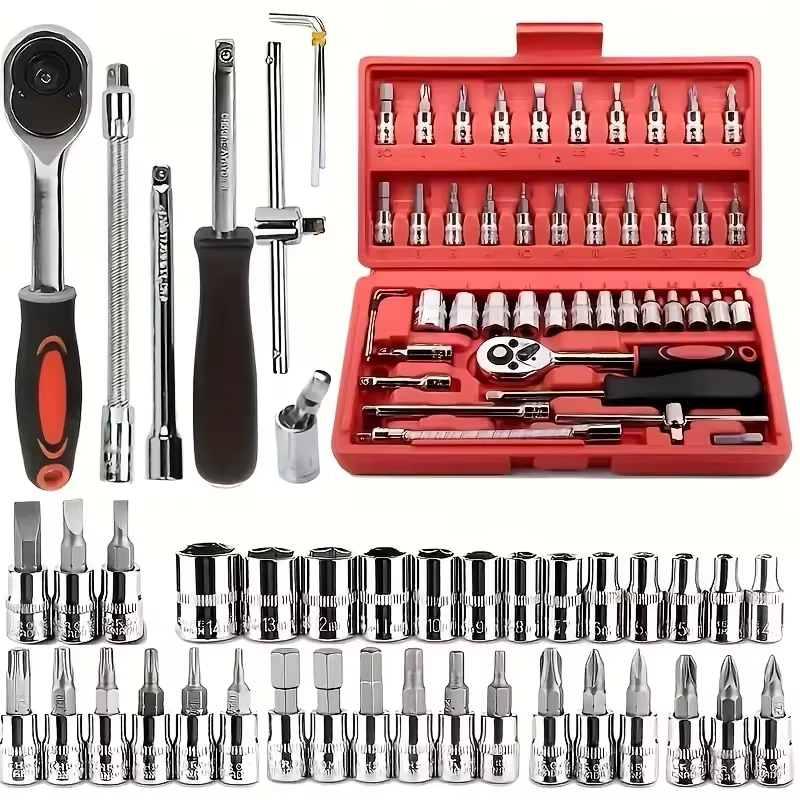 Kit de manchons de maintenance multifonctionnel, ensemble de 46 pièces, outils pour voiture, moto et