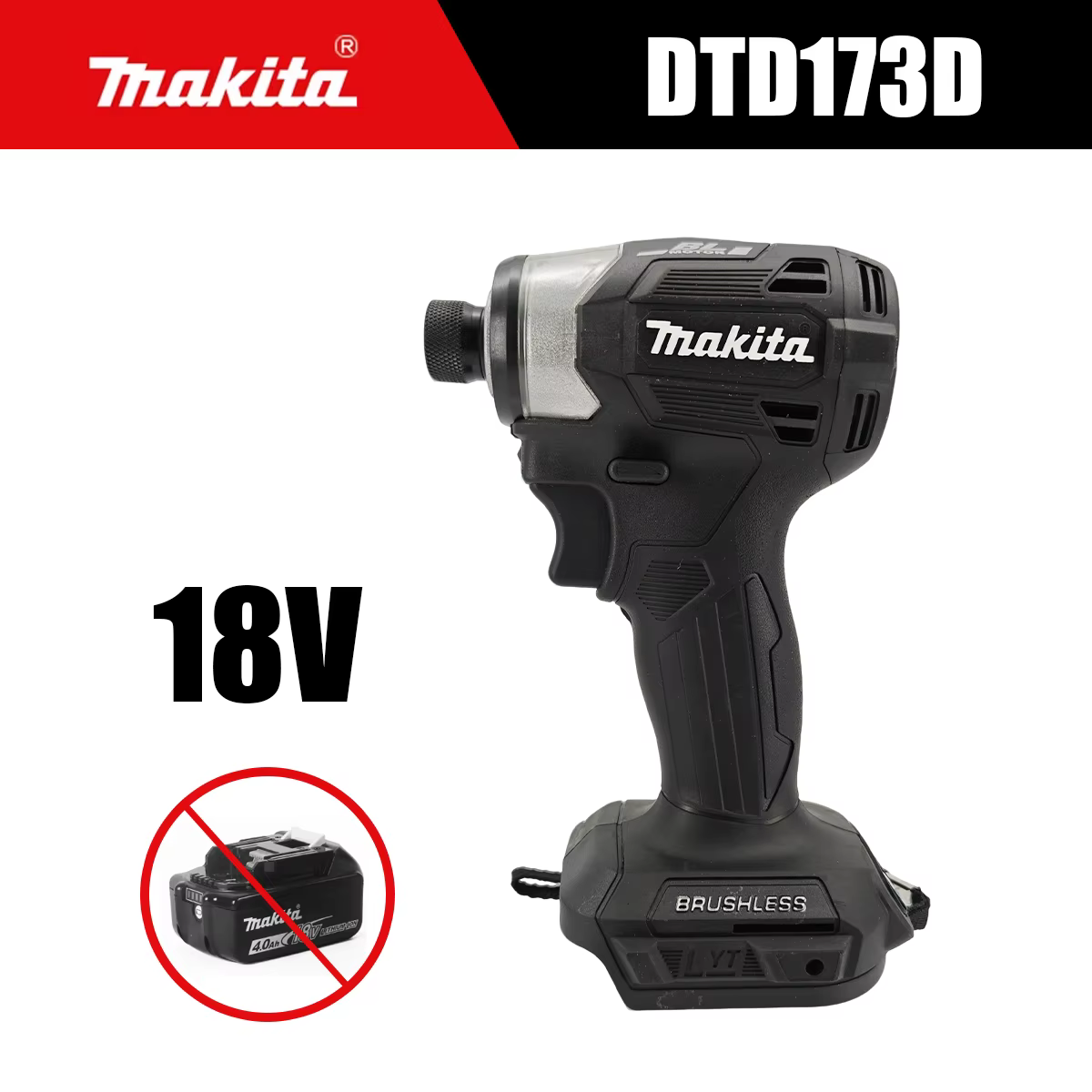 Perceuse sans fil Makita 18V DTD173 noire, outil électrique 180 Nm, bricolage, travail du bois, boul