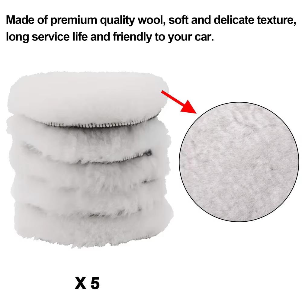 Tampon de polissage en laine 3-7 pouces, tampons de polissage en peau de mouton douce avec crochet e