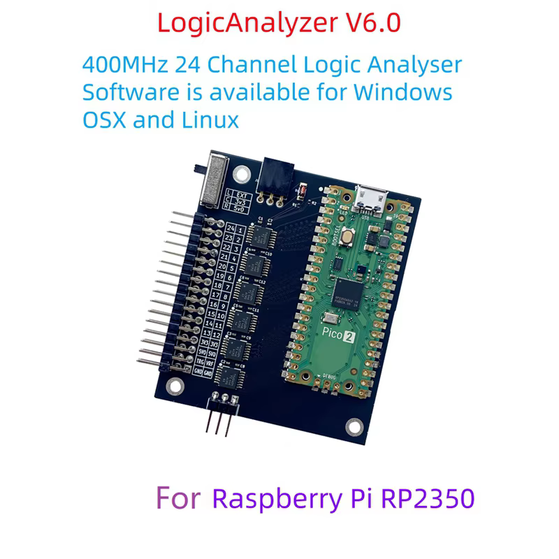 Le logiciel d'analyseur logique AA08I V6.0 RP2350 Pico 2 400 MHz 24 canaux est disponible pour Windo