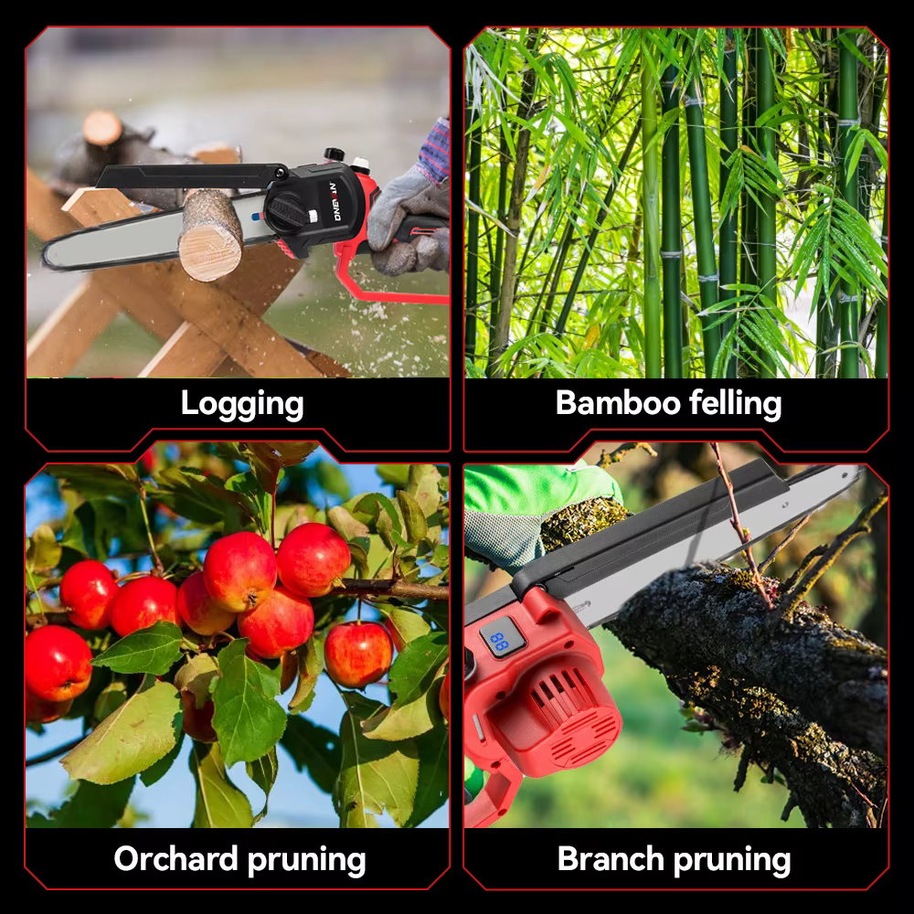 ONEVAN – scie électrique sans balais de 8 pouces, huileur automatique, tronçonneuse de jardinage por