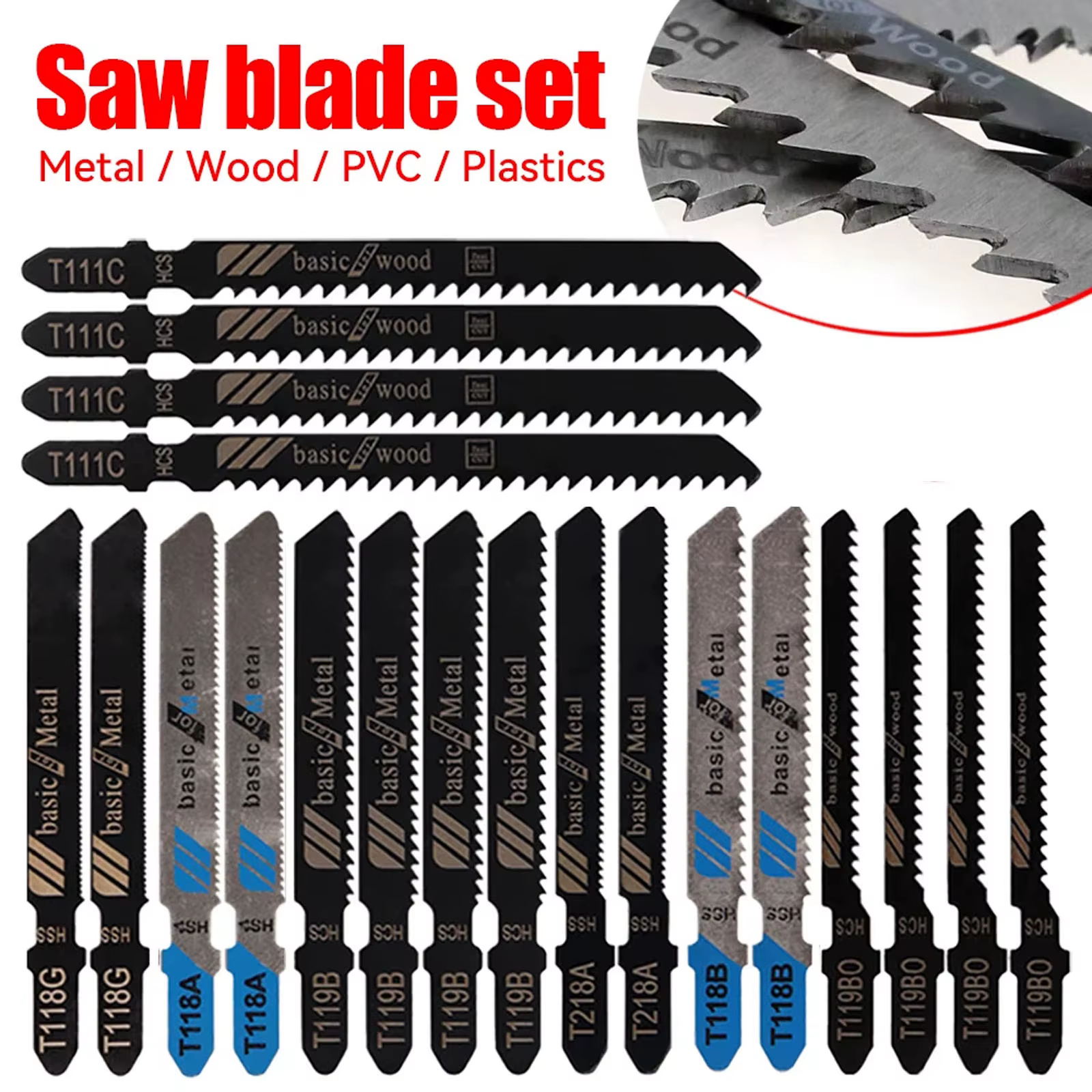 20/40 pièces lames de scie sauteuse arbre en T HCS assortiment de lames de scie sauteuse ensemble la