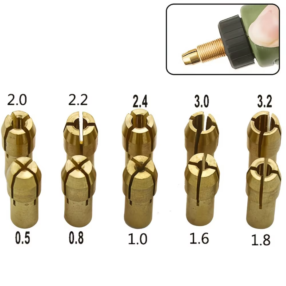 10 pièces d'accessoires pour meuleuse électrique de 0,5 à 3,2 mm, mandrin en cuivre à trois mâchoire