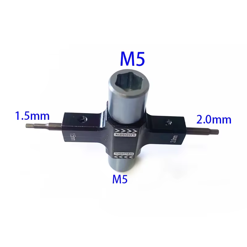 Clé Quad M5 avec outil de roulement unidirectionnel intégré, tournevis 1.5mm/2mm, hélice de dégageme