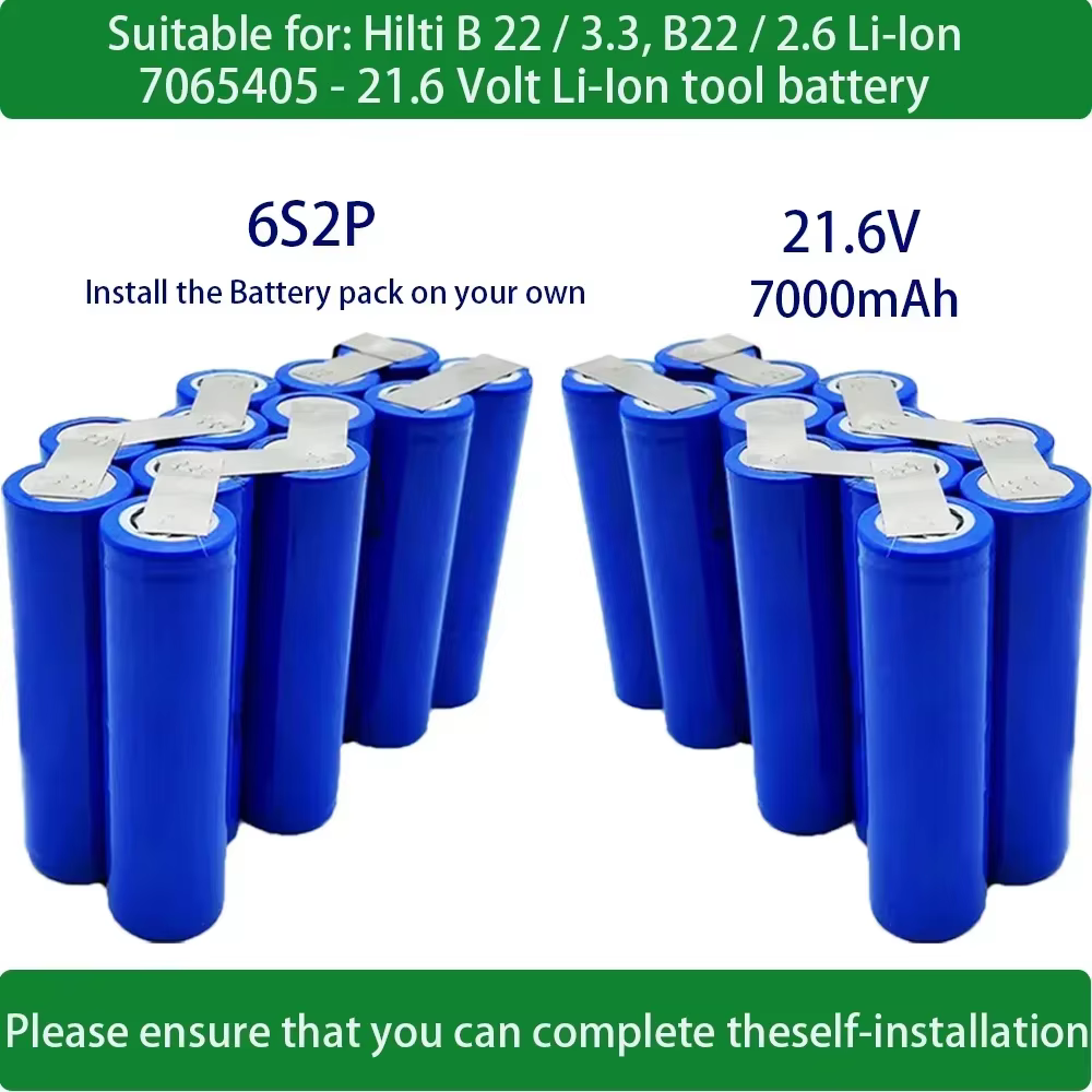 Batterie au lithium pour Hilti Eddie ion, 18650 6S2P 21.6V 7000mAh, CPC B18 B22 18HO A22 SID 22-A SI