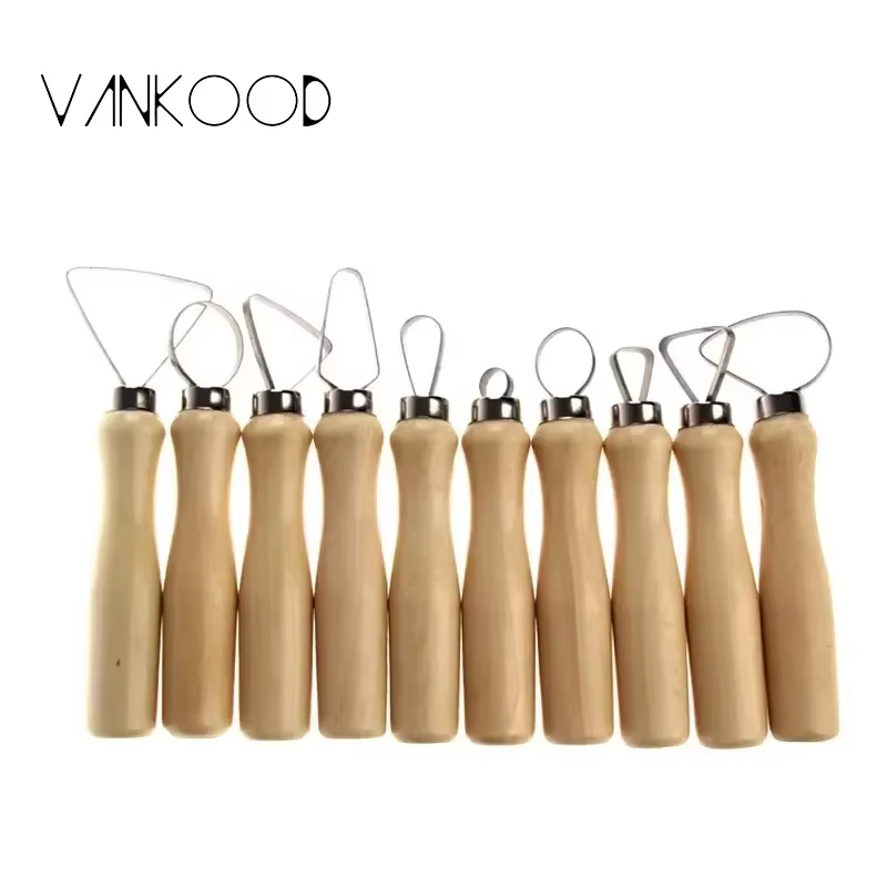 Outil de boucle de sculpture en argile de poterie en bois, fil plat en acier inoxydable, outils parf