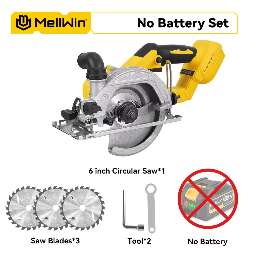 MELLWIN 6 pouces scie circulaire électrique sans brosse scie circulaire à main outils de coupe du bo