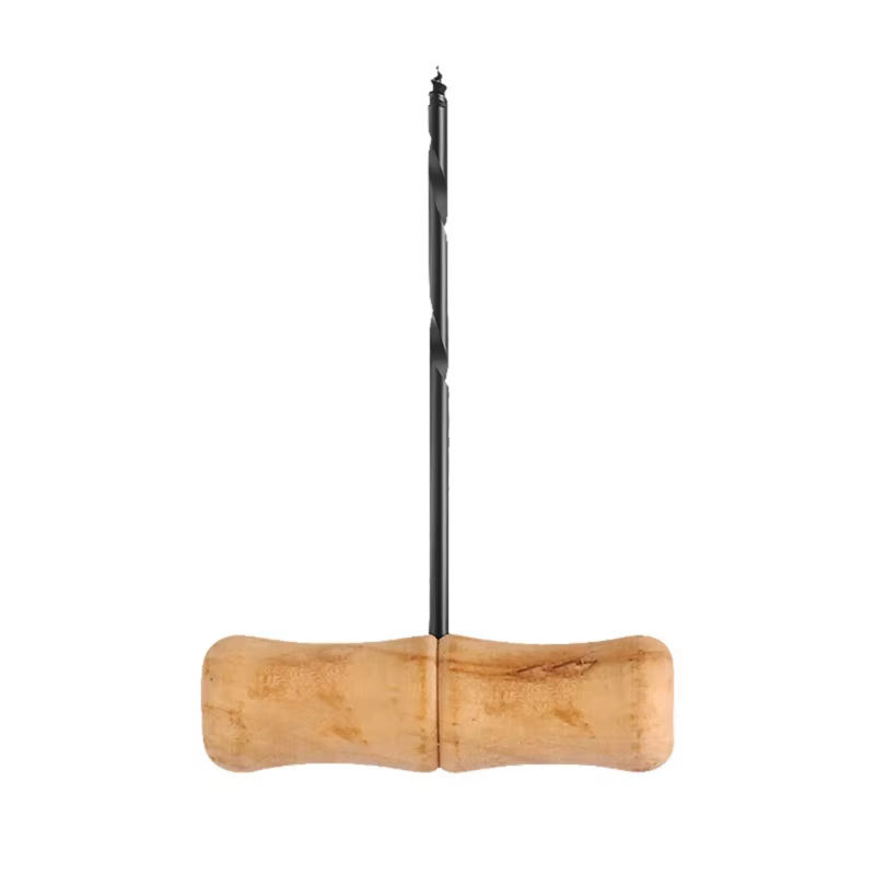 Outil d'ouverture trou en forme T, manche en bois en spirale, foret trou, poinçon trou manuel