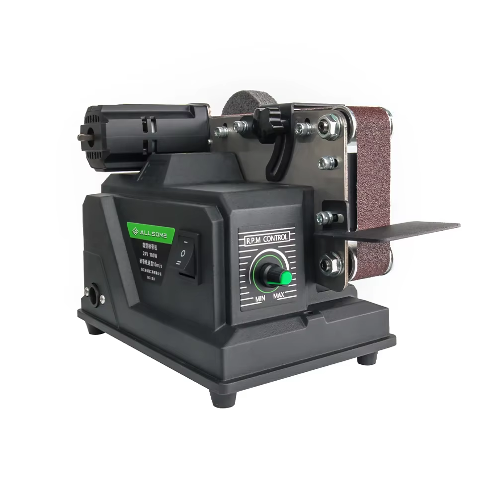 Allsome Mini ponceuse à bande, ponceuse électrique 180 W avec 10 bandes abrasives 533 x 30 mm, adapt