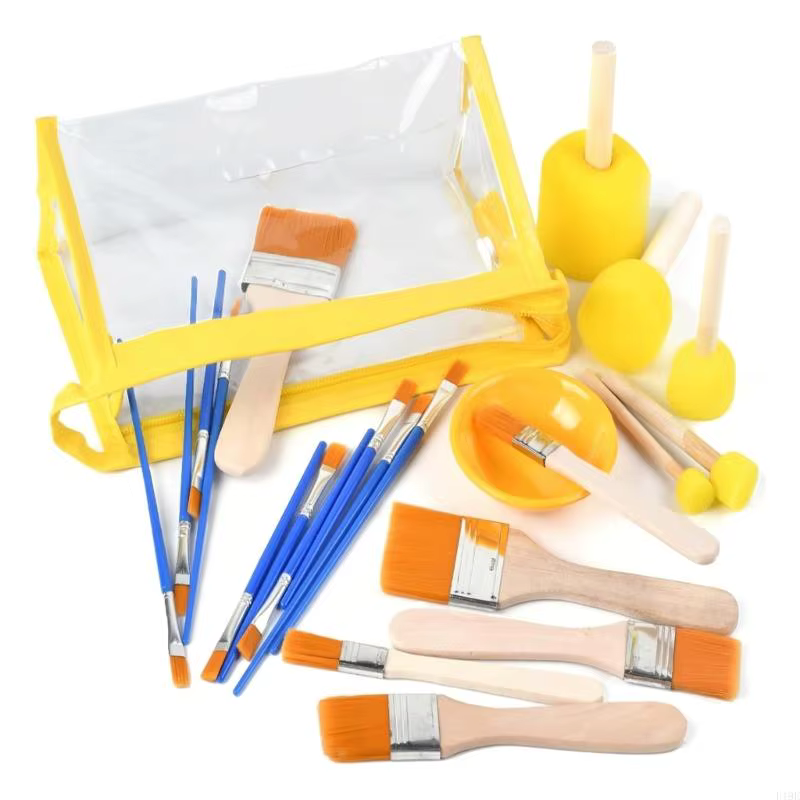 Outil découpage complet démarrage avec 16 pinceaux différentes tailles rangement transparent, parfai
