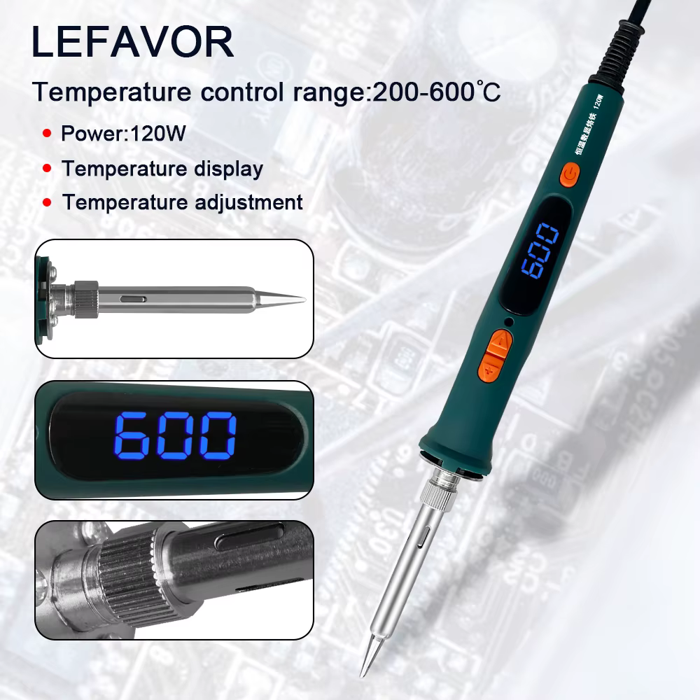 Fer à souder numérique 120W, ensemble d'outils de réparation de fer à souder électrique, double cali