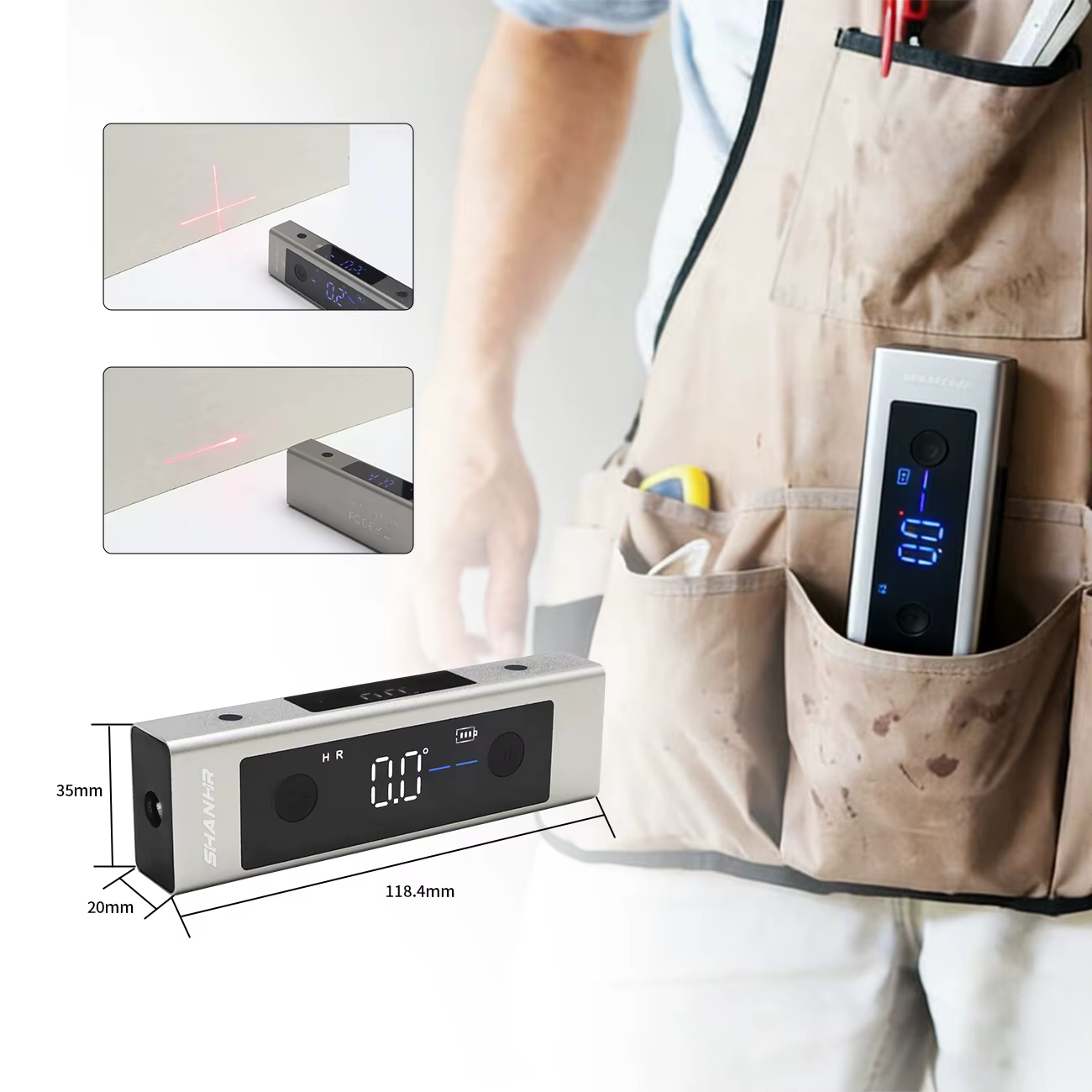 Niveau laser 2 en 1 SHANHR, règle de niveau laser de type C, règle d'angle à double laser, rapporteu