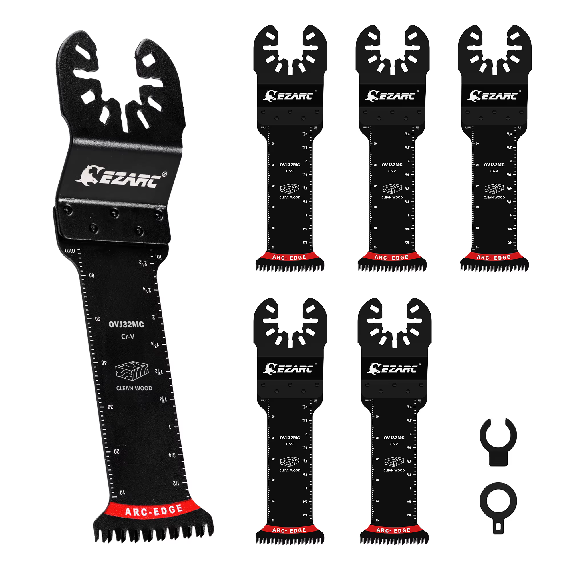 EZARC 5 lames de scie oscillante japonaises, lames multi-outils à bord arrondi extra-longues en CRV,