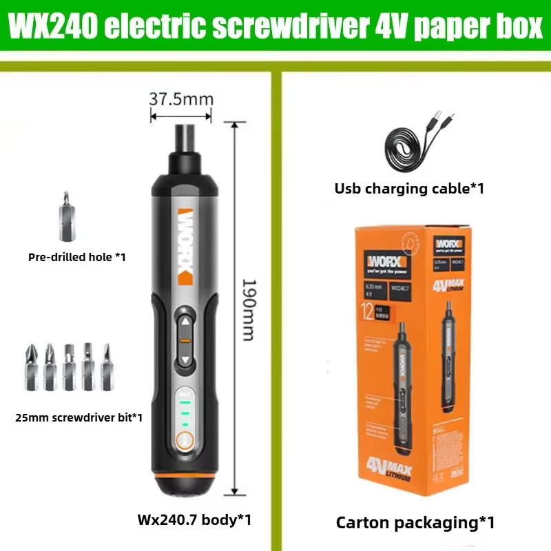 WORX – tournevis électriques 4V WX240 WX242, jeu de tournevis de précision sans fil tout-en-un autom