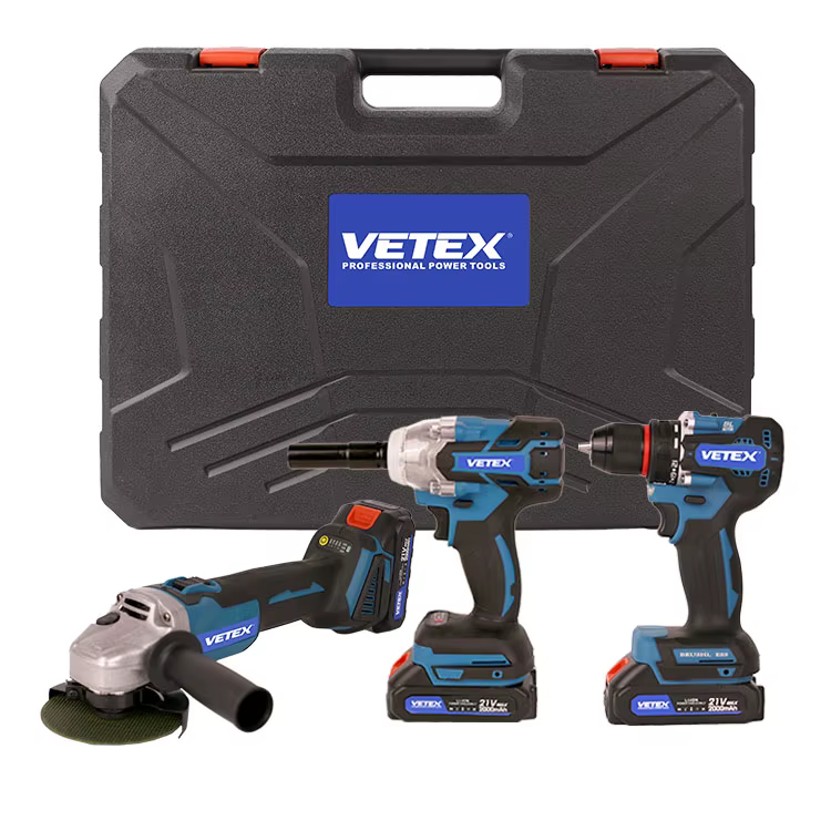 Ensemble de 3 outils électriques de premier choix : perceuse sans fil 21V, clé à chocs, meuleuse d'a