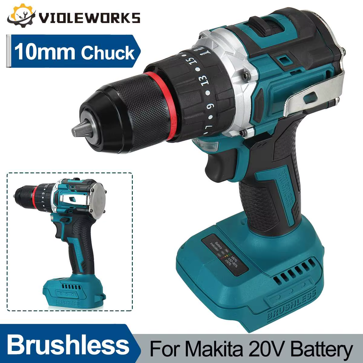Makita – perceuse électrique à percussion sans balais 20V, double vitesse, couple 25 + 3, outil de p