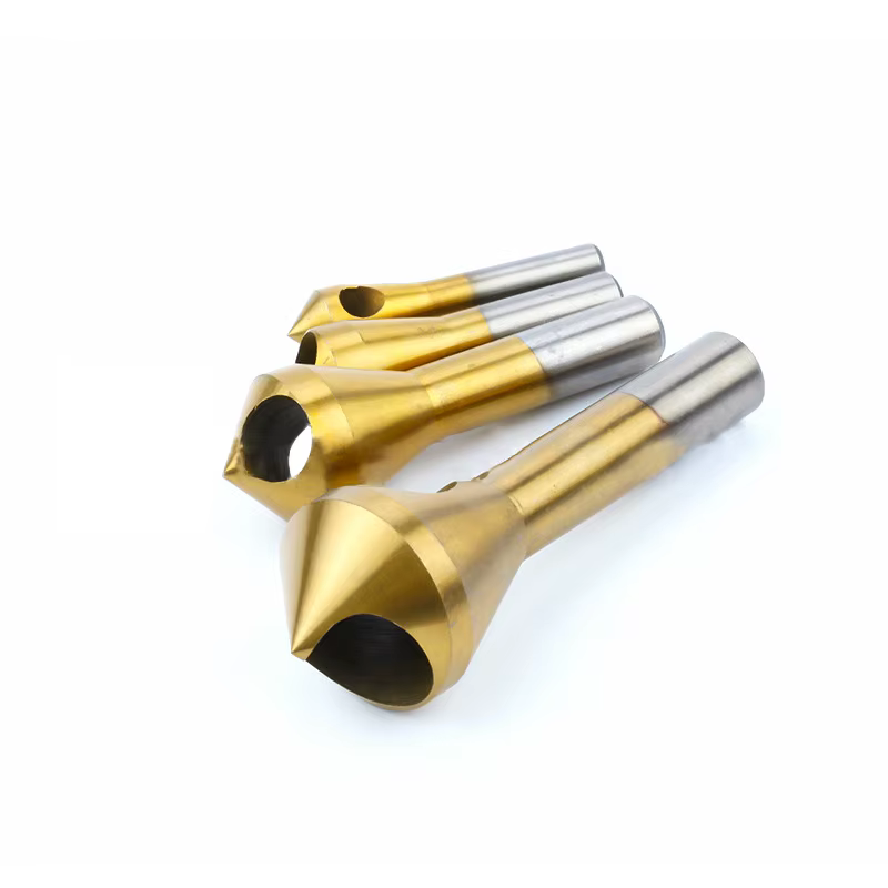 1/4 pièces ensemble titane fraise ébavurage perceuse cône trou coupe acier/aluminium tête fraisée ch