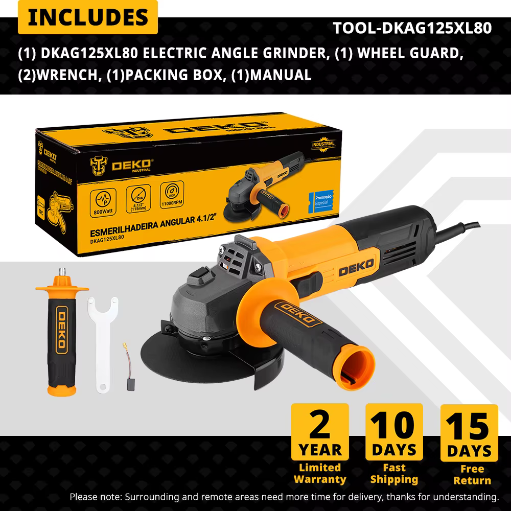 DEKO Nouveau Meuleuse d'Angle Electrique 115mm 800W 11000rpm Métal Bois Outils Electriques Plug-in C