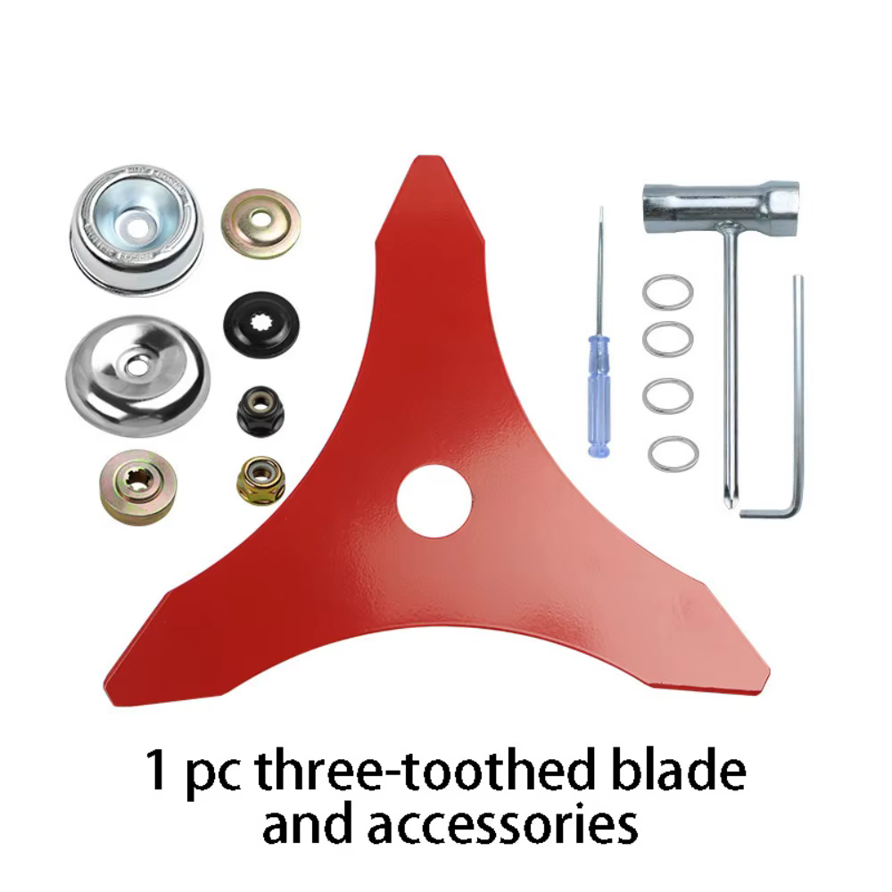 Outils électriques : Lame de coupe pour débroussailleuse à 3 dents, en acier au manganèse, pour tige