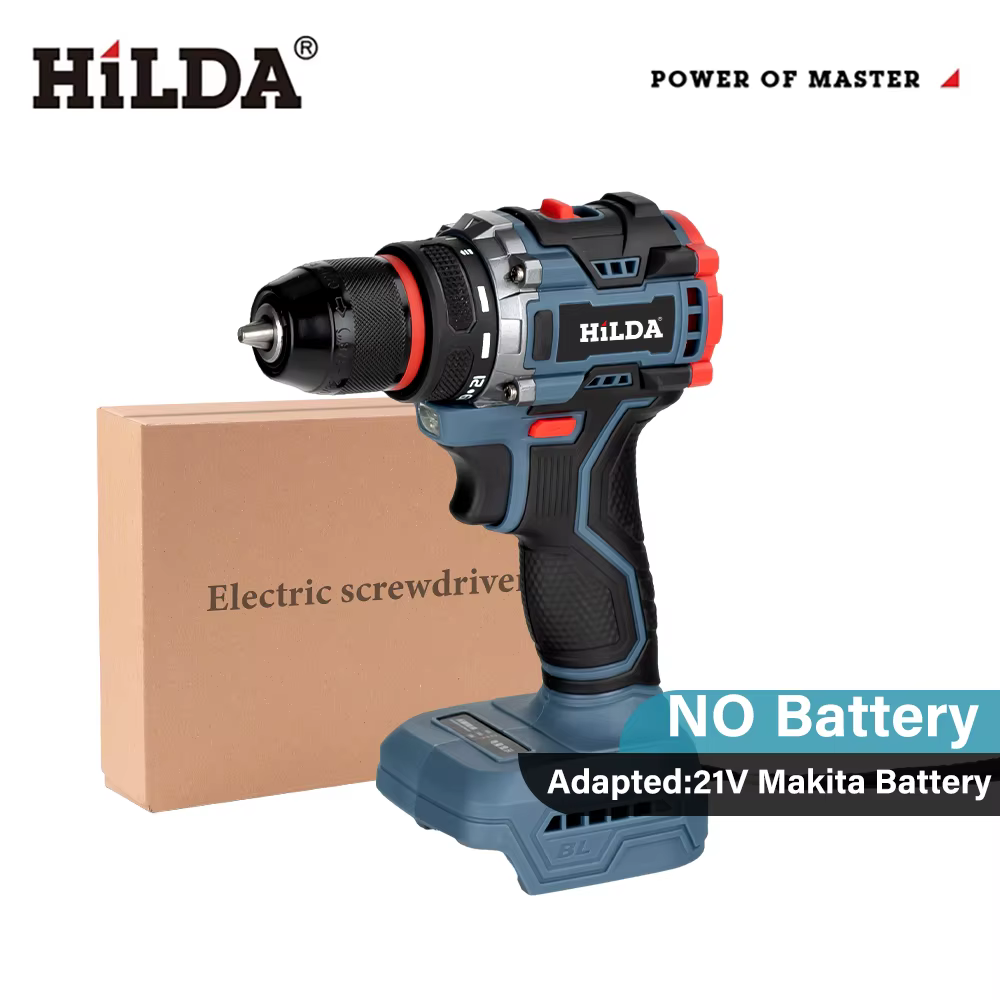 HILDA Perceuse portative sans balais sans fil haute puissance - couple fort, vitesse variable pour l