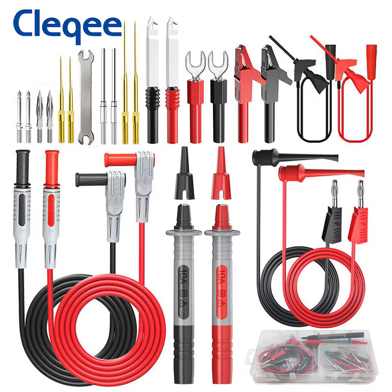Cleqee P1308D Kit de fils de Test multimètre multifonctionnel en Silicone avec aiguilles tranchantes