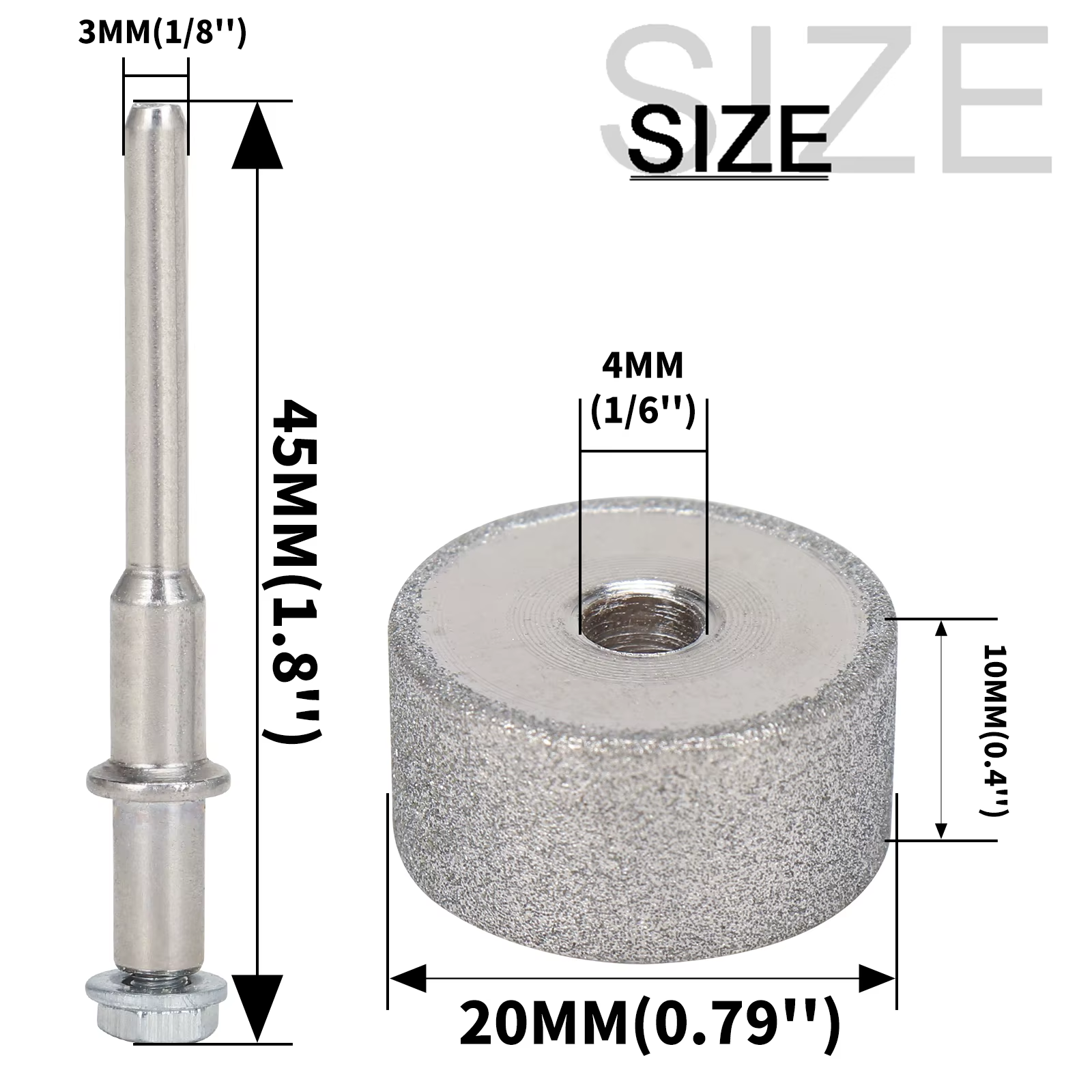 2 pièces de disques abrasifs diamantés de 20 mm, mini-meules pour le travail du bois, du métal et de