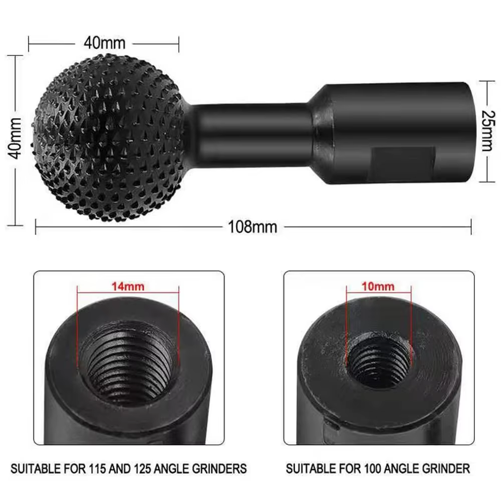 Meuleuse d'angle, lime rotative, outil de gravure, tête de meulage sphérique m10/m14, meulage de rai