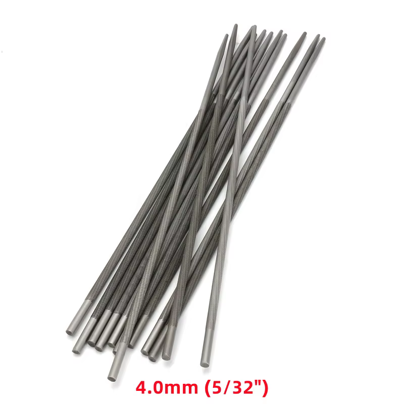 12 pièces limes rondes de tronçonneuse 4.0mm/4.8mm/5.2mm/5.5mm 5/32 "3/16" 13/64 "7/32" pour affûter