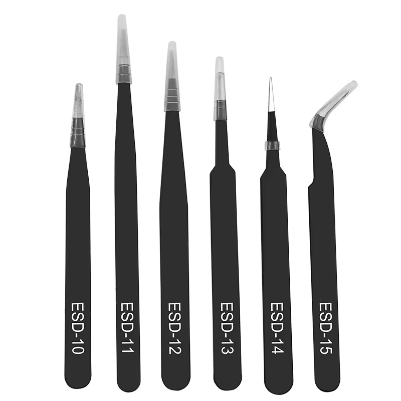 Ensemble de pincettes antistatiques en acier inoxydable, ensemble d'outils de réparation, ensemble d