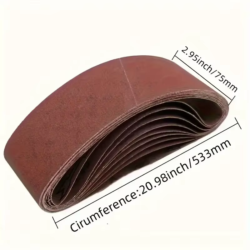 Bande abrasive 10 pièces 2,95x20,98 pouces (75x533mm), grain 60-80-120 -150-180-240-320-00, adaptée 