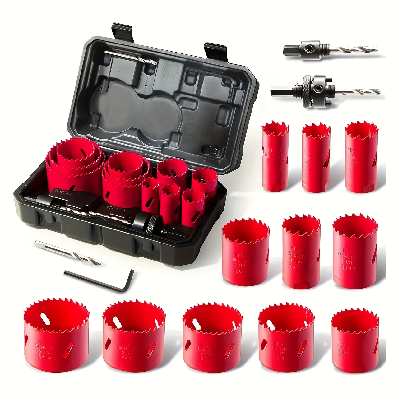 Kit de scies cloches bimétalliques, 17 pièces en acier rapide de 3/4 à 2-1/2 pouces, avec mandrins, 
