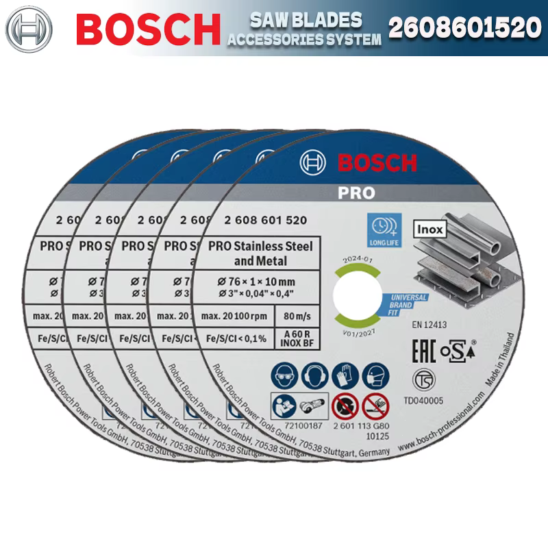 BOSCH 2608601520 PRO acier inoxydable et métal pour mini meuleuse d'angle 5 pièces lame de scie 76