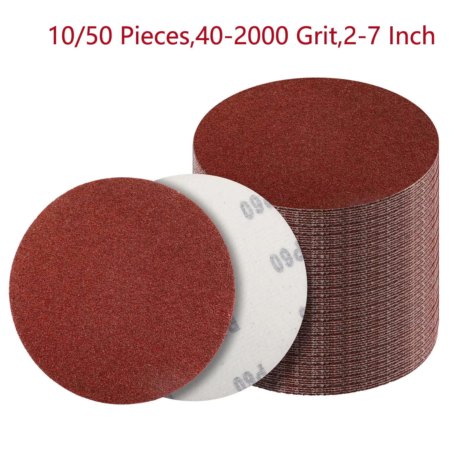 10/20/50 pièces disques abrasifs 2/3/4/5/6/7 pouces crochet et boucle 40-2000 grains papier de verre