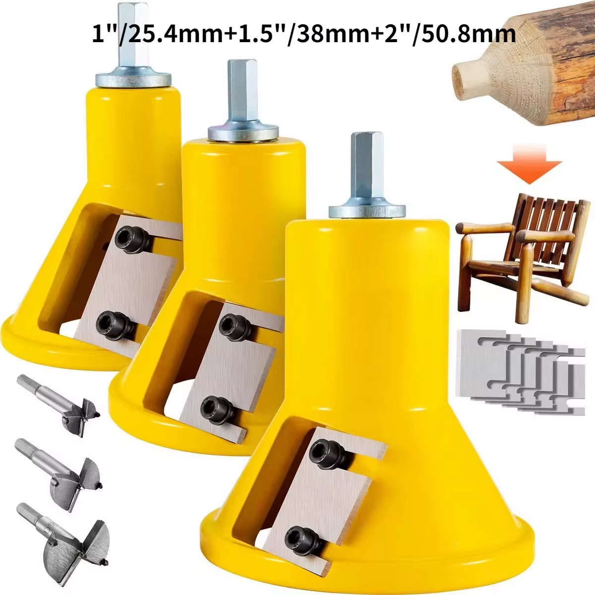 Jeu de coupe-Tenon 3 tailles 1 "/25.4mm 1.5"/38mm 2 "/50.8mm outil professionnel de travail du bois 