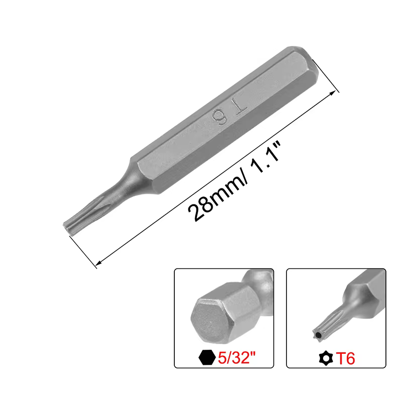 Tournevis Torx T2 T5 T6 T8, embouts Torx 5/32 pouces, tige hexagonale, Kit d'embouts de tournevis à