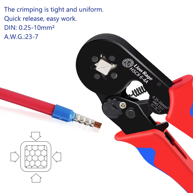 Outil de sertissage HSC8 6-4 0.25-10mm pour bornes tubulaires de virole 2 23-7AWG jeu de pinces à se
